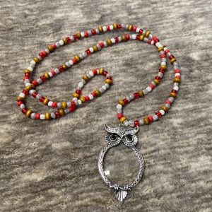 ⭐️ sale HP! ❤️ handmade, beaded stretch cord. magnifying owl